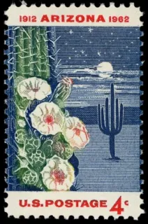 United States 1962 4 cents Arizona statehood U.S stamp, photographed by a collector