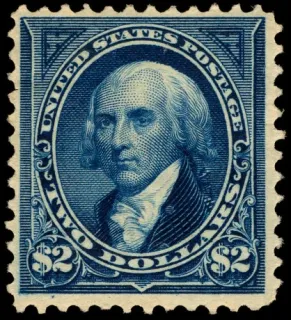 Another photo of the United States 1894 $2 James Madison U.S stamp