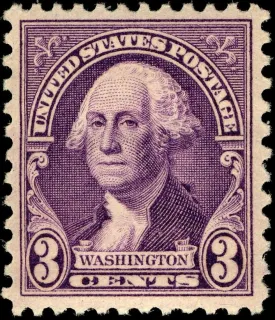 United States 1932 3c George Washington stamp, photographed by a collector
