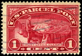 Another photo of the United States 1913 1c parcel stamp