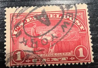 United States 1913 1c parcel stamp, photographed by a collector