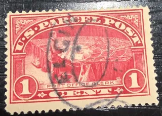 Another photo of the United States 1913 1c parcel stamp