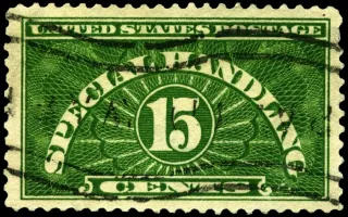 United States 1928 15c special handling stamp, photographed by a collector