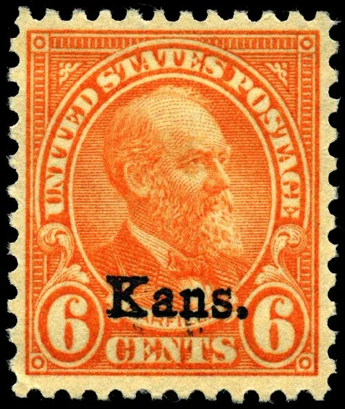 United States 1929 6c Kansas stamp, photographed by a collector