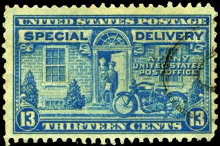 Another photo of the United States 1944 13c special delivery stamp