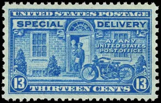 United States 1944 13c special delivery stamp, photographed by a collector