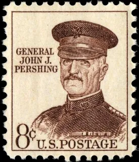 United States 1961 8c General John J Pershing stamp, photographed by a collector