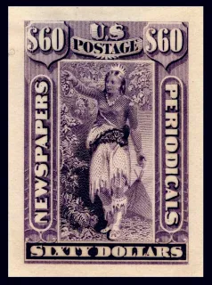 Another photo of the United States 1894 $60 Newspaper Periodical stamp