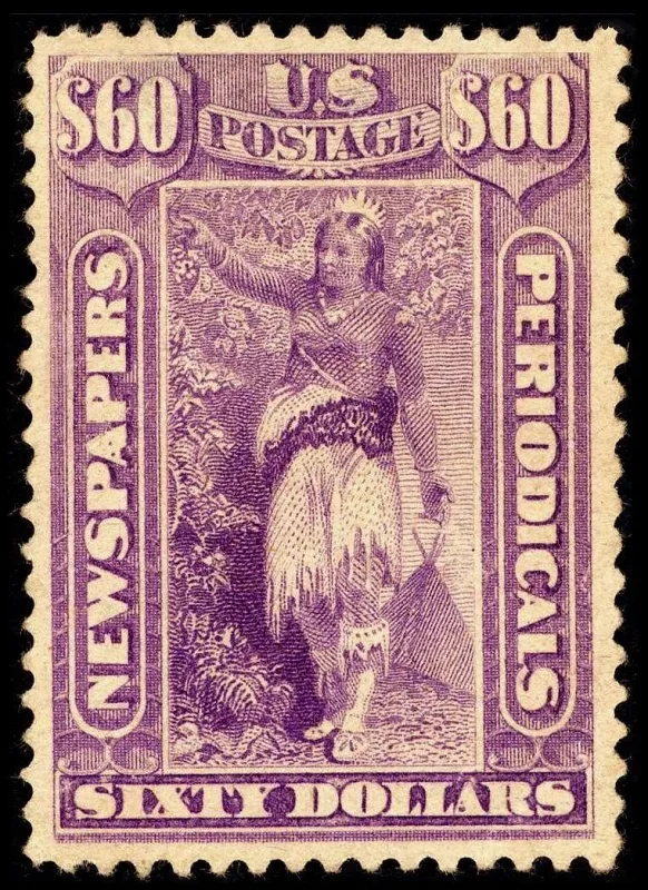 United States 1894 $60 Newspaper Periodical stamp, photographed by a collector