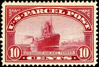 Another photo of the United States 1913 10c Parcel post steamship stamp