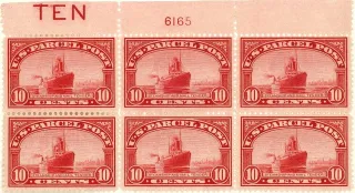 United States 1913 10c Parcel post steamship stamp, photographed by a collector