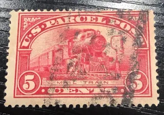 Another photo of the United States 1913 5c Parcel Post Mail train stamp