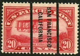 Another photo of the United States 1913 20c Parcel Post Aeroplane mail stamp