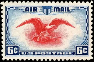 Another photo of the United States 1938 6c Eagle&Shield Airmail stamp