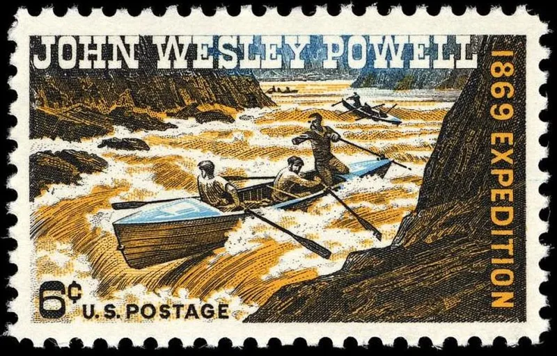 United States 1969 6c John Wesley Powell stamp, photographed by a collector
