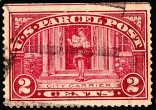 Another photo of the United States 1912 2c Parcel Post straightedge stamp