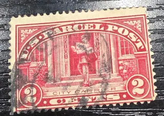 Another photo of the United States 1912 2c Parcel Post straightedge stamp