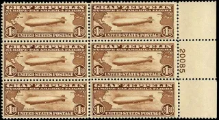United States 1930 $1 Graf Zeppelin Plate Blk stamp, photographed by a collector