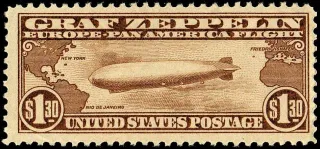Another photo of the United States 1930 $1 Graf Zeppelin Plate Blk stamp