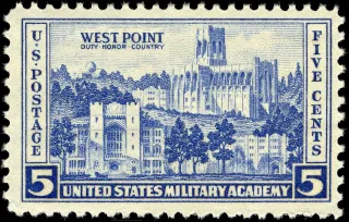 Another photo of the United States 1937 5c West Point stamp