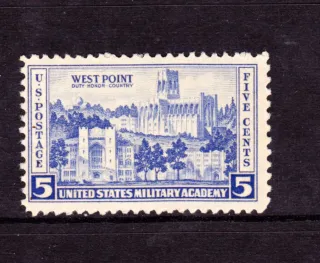 Another photo of the United States 1937 5c West Point stamp