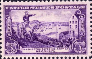 Another photo of the United States 1951 3c Washington Battle of Brooklyn stamp