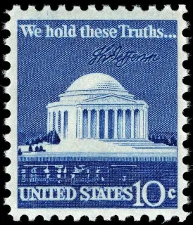 Another photo of the United States 1973 10c Jefferson memorial stamp