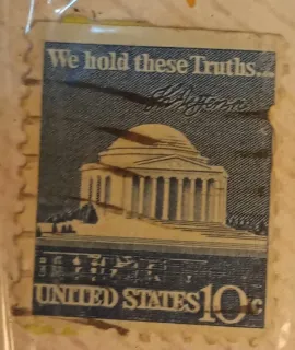 United States 1973 10c Jefferson memorial stamp, photographed by a collector
