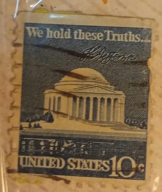 United States 1973 10c Jefferson memorial stamp, photographed by a collector