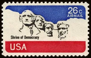 Another photo of the United States 1974 26c Mount Rushmore airmail stamp