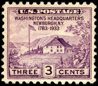 United States 1933 3c Washington's HQ Newburgh stamp, photographed by a collector