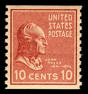 Another photo of the United States 1938 10c John tyler stamp