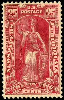 United States 1895 25c Newspapers periodicals stamp, photographed by a collector