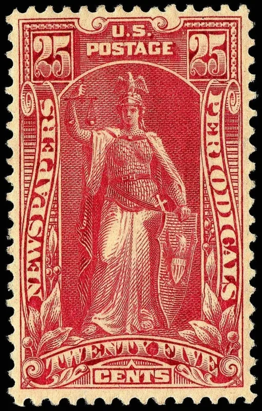 United States 1895 25c Newspapers periodicals stamp, photographed by a collector