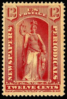 United States 1875 12c Newspapers periodicals stamp, photographed by a collector