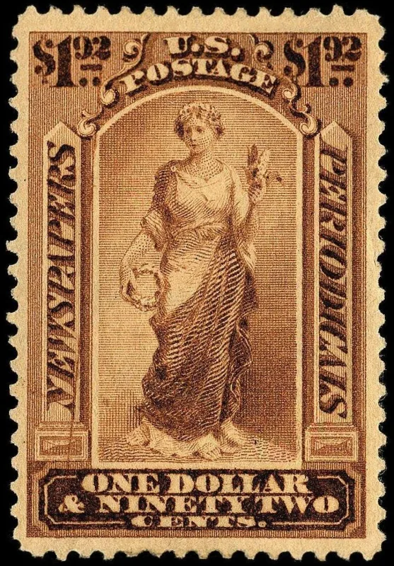 United States 1875 $1 Newspapers periodicals stamp, photographed by a collector