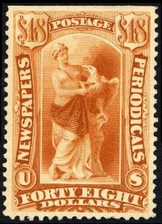 United States 1875 $48 Newspapers periodicals stamp, photographed by a collector