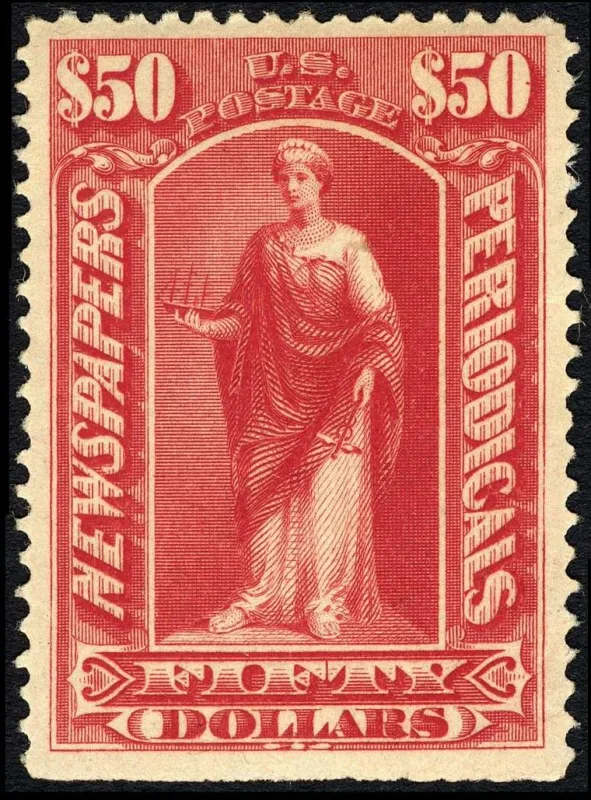 United States 1895 $50 Newspapers periodicals stamp, photographed by a collector