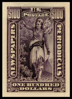 United States 1915 $100 Newspapers periodicals stamp, photographed by a collector