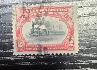 United States 1901 2c Fast Express stamp, photographed by a collector