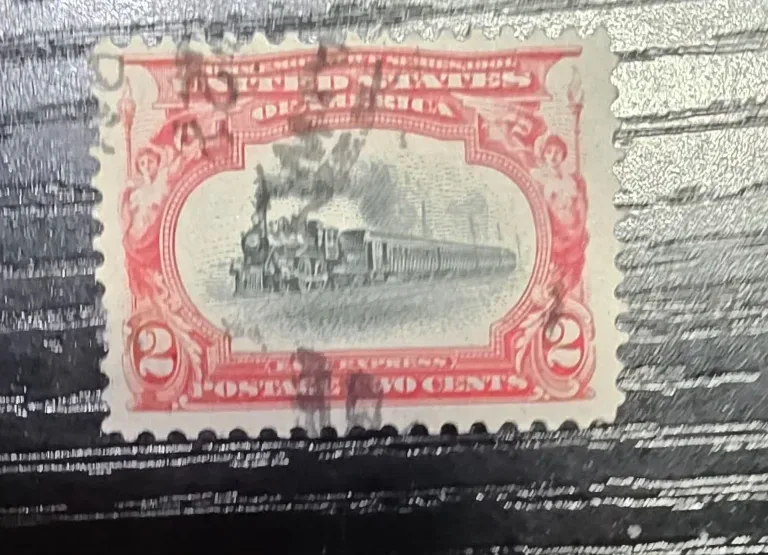 United States 1901 2c Fast Express stamp, photographed by a collector