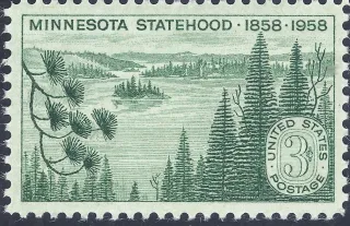United States 1958 3 cents USstampMNstatehood stamp, photographed by a collector