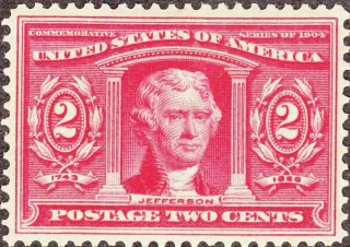 Another photo of the United States 1904 2c Louisiana Purchase Expo stamp