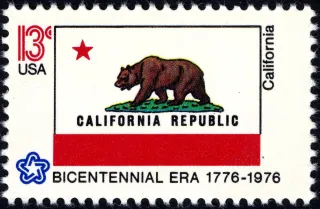 United States 1976 13c California Bicentennial stamp, photographed by a collector