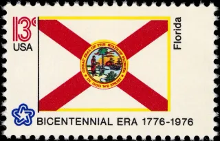 United States 1976 13c Florida Bicentennial stamp, photographed by a collector