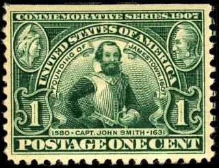 Another photo of the United States 1907 1c Jamestown Expo John Smith stamp