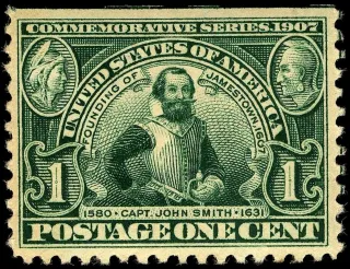 Another photo of the United States 1907 1c Jamestown Expo John Smith stamp