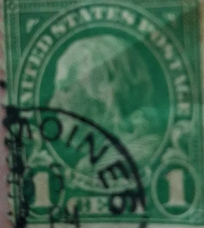 United States 1923 1 cent Washington 1c Green Fourth Bureau stamp, photographed by a collector