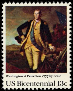 United States 1977 13c American Bicentennial Washington at Princeton U.S stamp, photographed by a collector