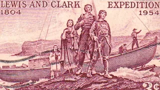 Another photo of the United States 1954 3c Lewis and Clark stamp